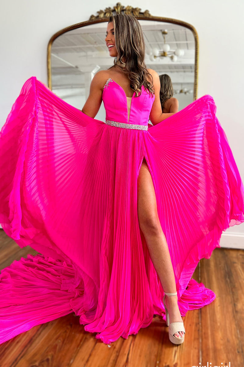 Long pleated cheap formal dresses