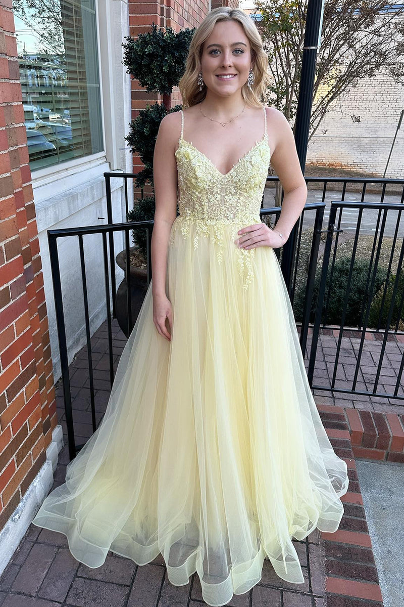 Pretty yellow prom dresses hotsell