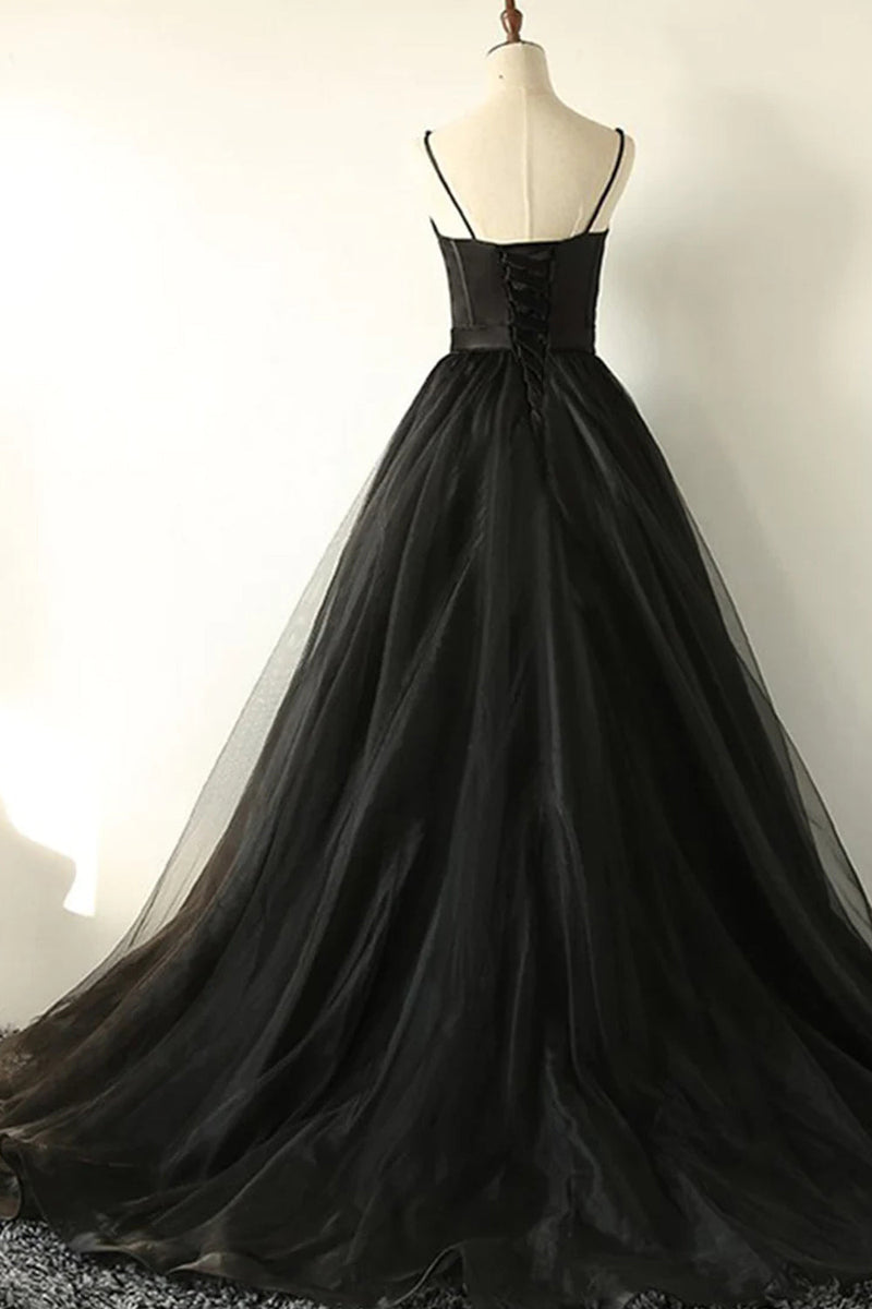 Long black tulle outlet dress