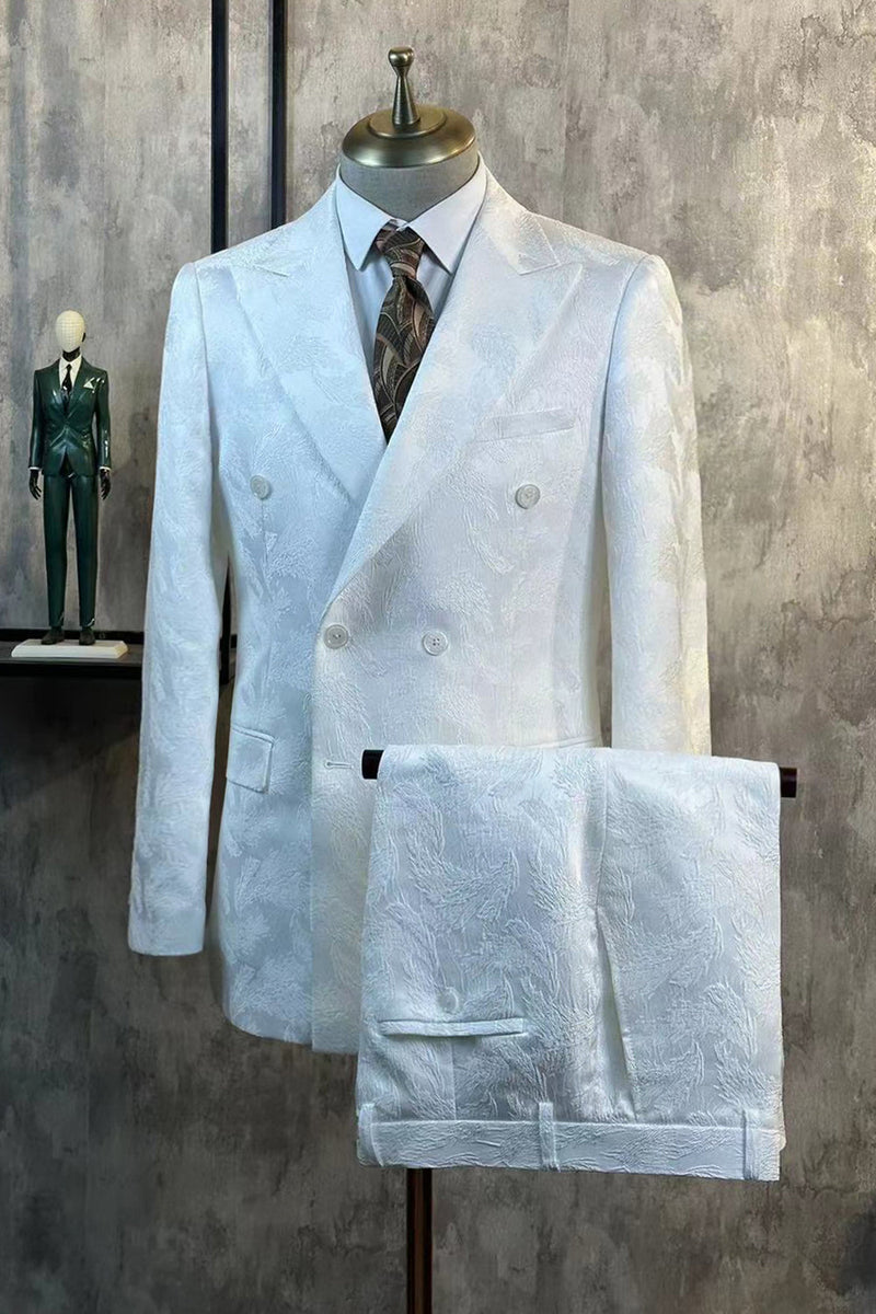 Mens white double hot sale breasted suit