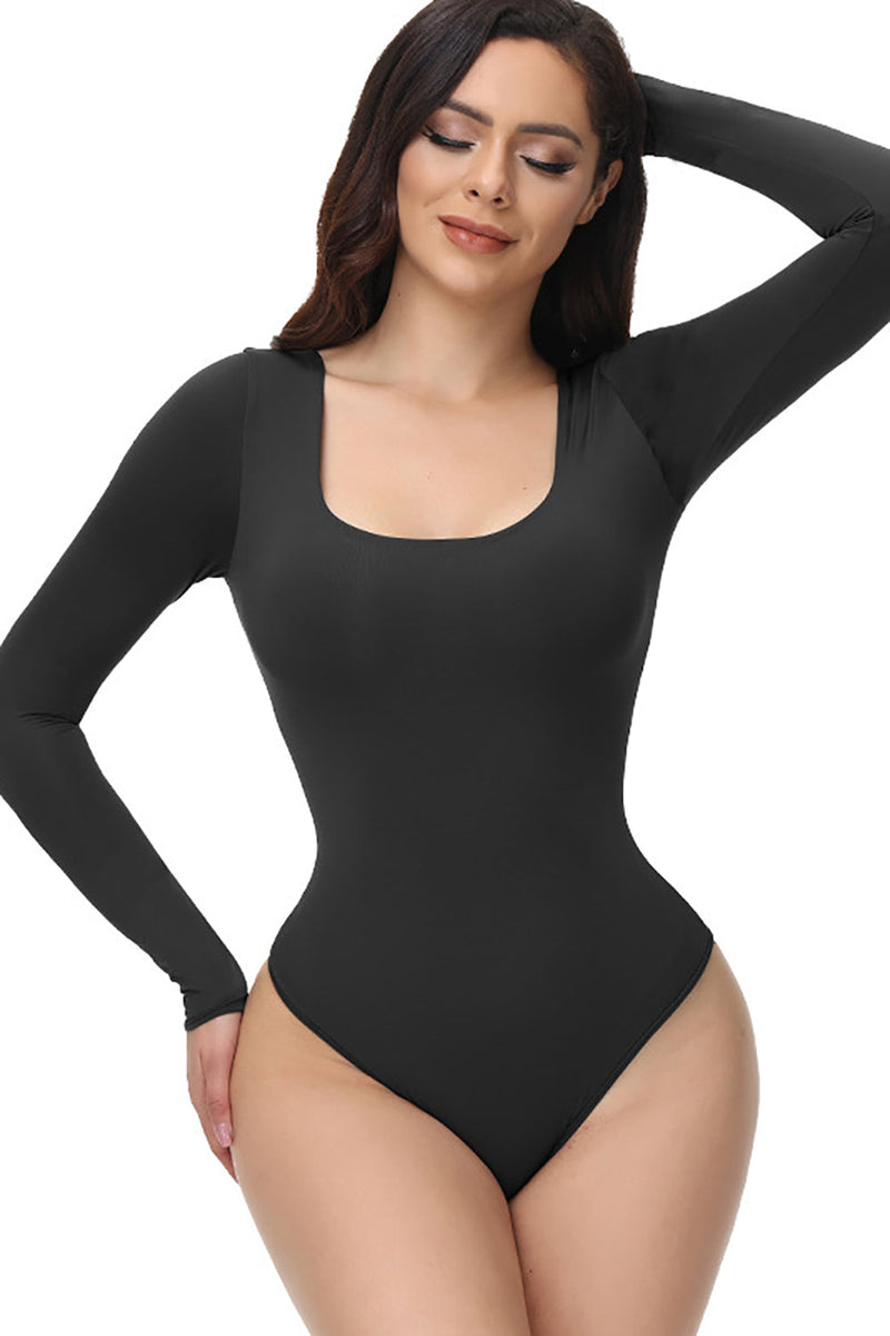 Bodysuit for Women Tummy Control Long Sleeve Bodysuit, Basic Crew Neck  Thong Bodysuit Tops (Color : Apricot, Size : Small) : : Clothing,  Shoes & Accessories