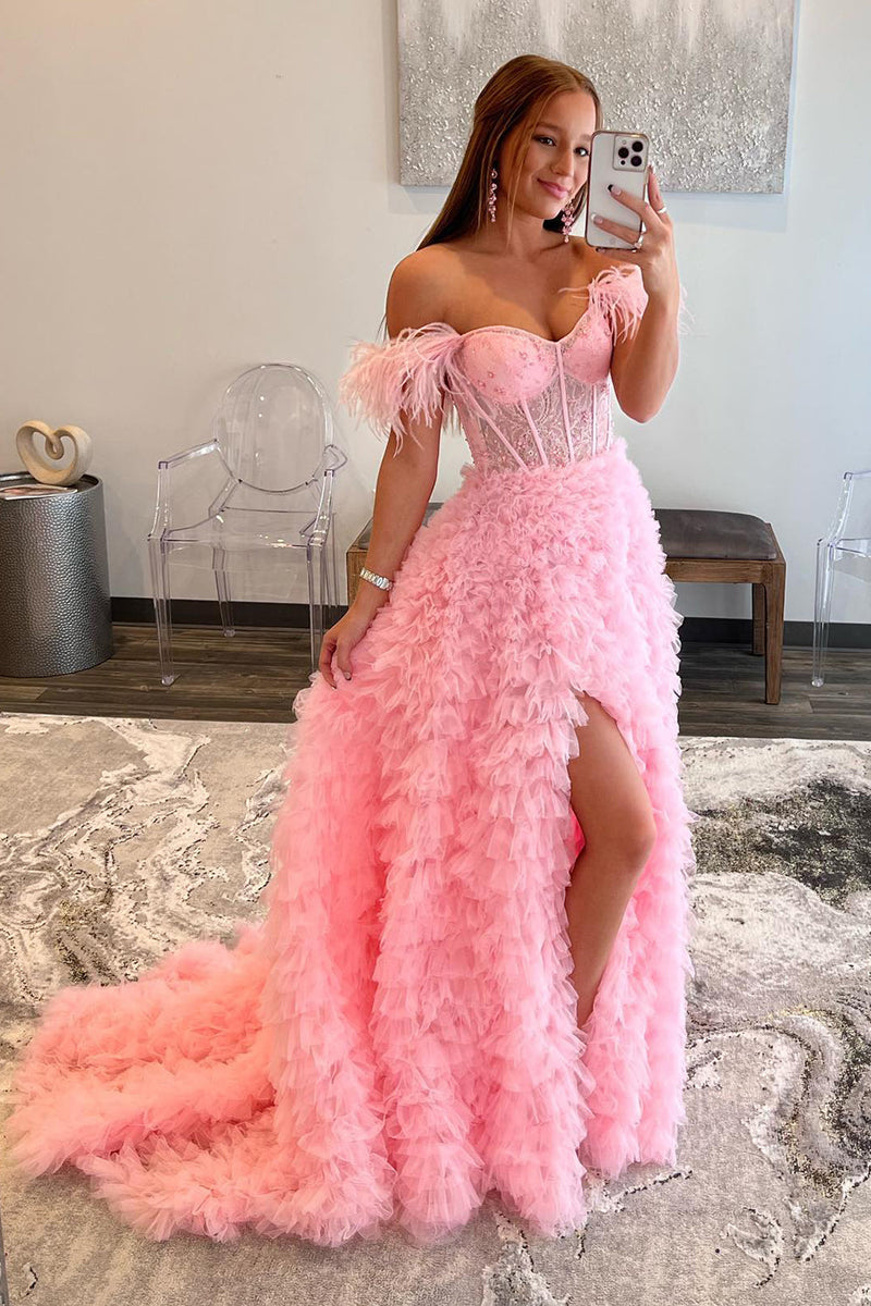 Feather prom dress online