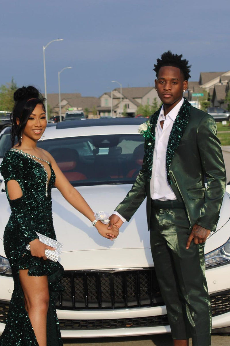 Dark green sale prom tux