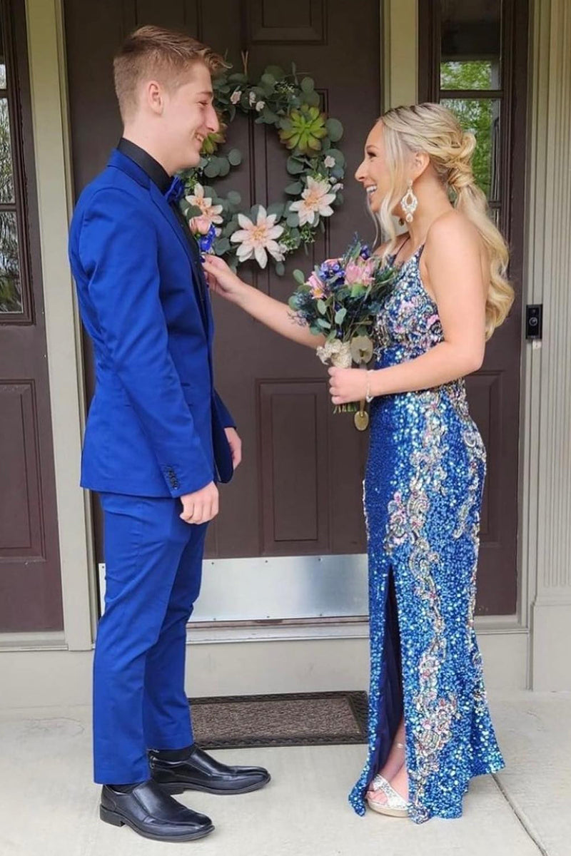 Royal blue 2 2025 piece prom dress