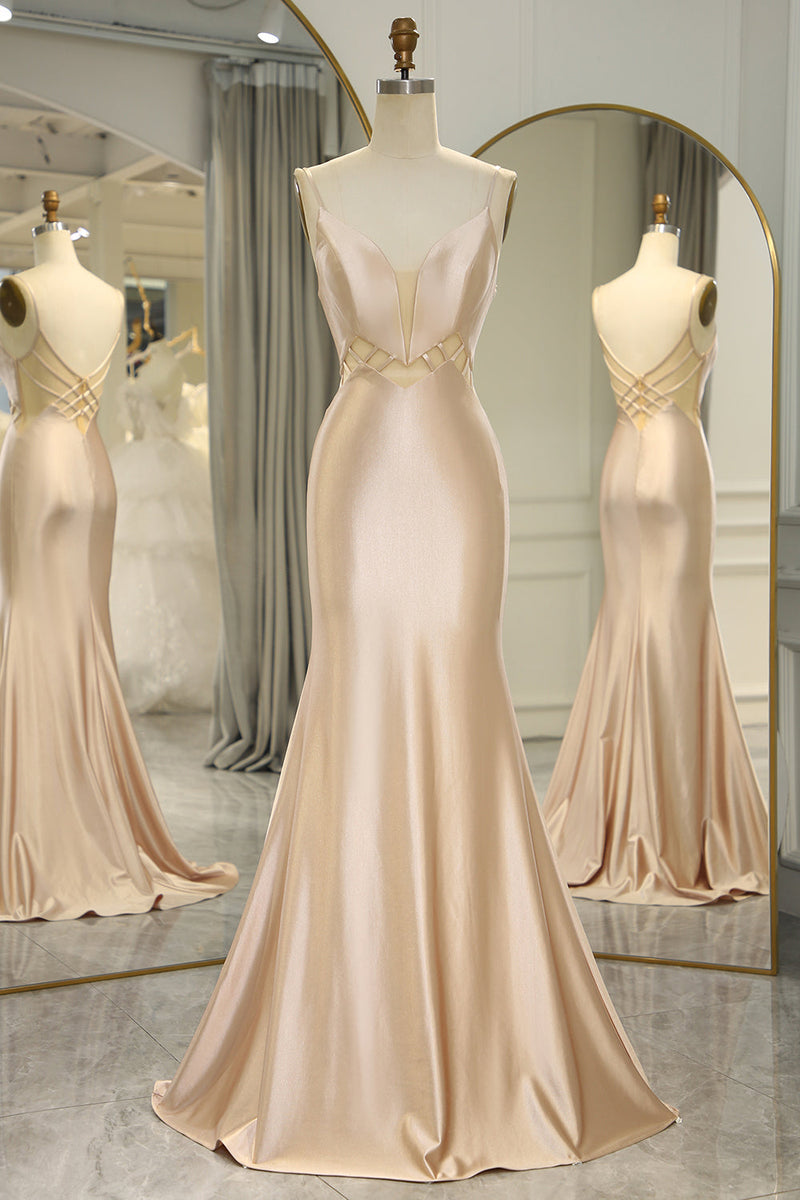 Silk champagne sale prom dress