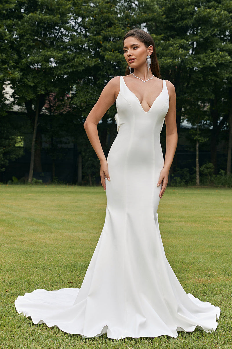Fit And Flare Wedding Dress With Spaghetti Straps And Open Back