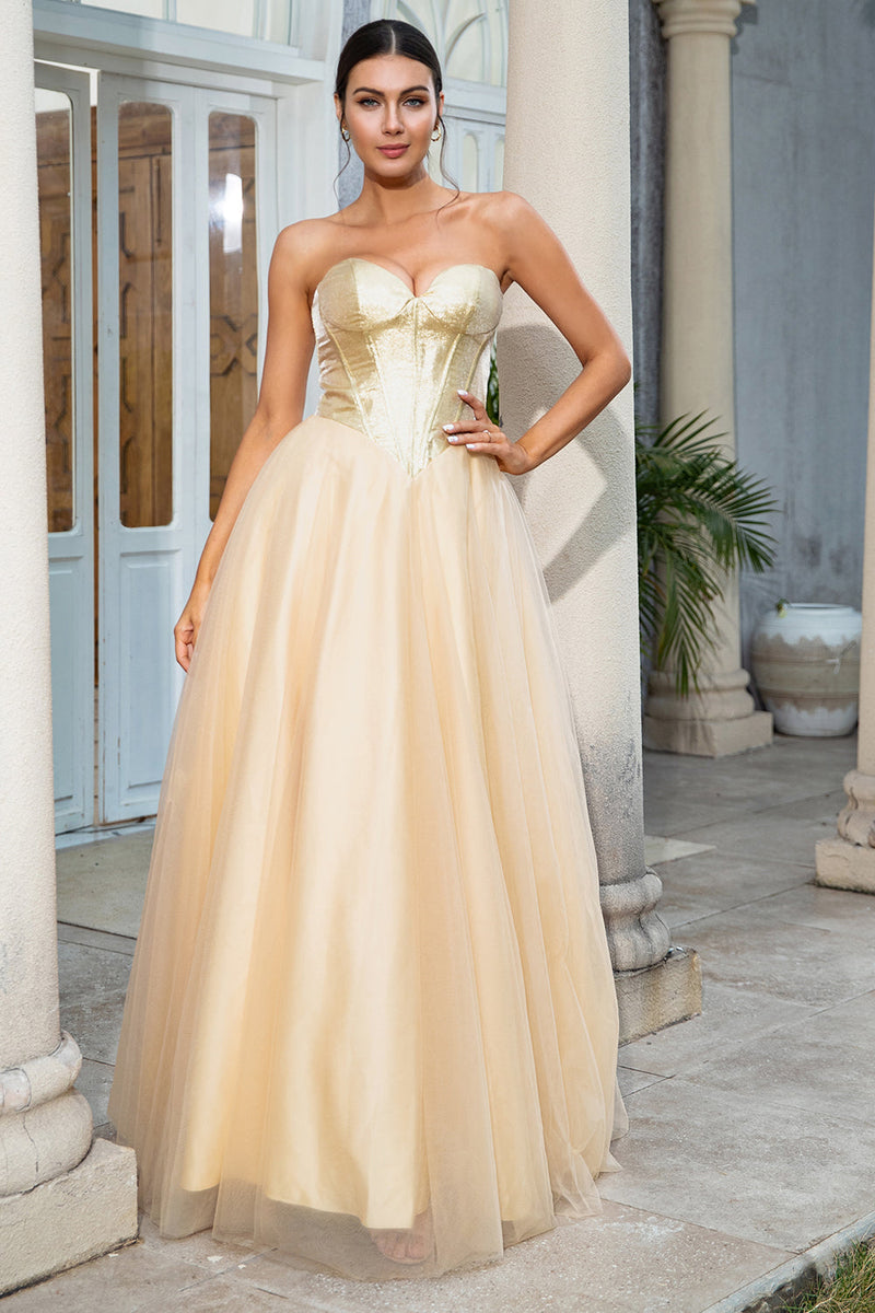 Long gold clearance dress