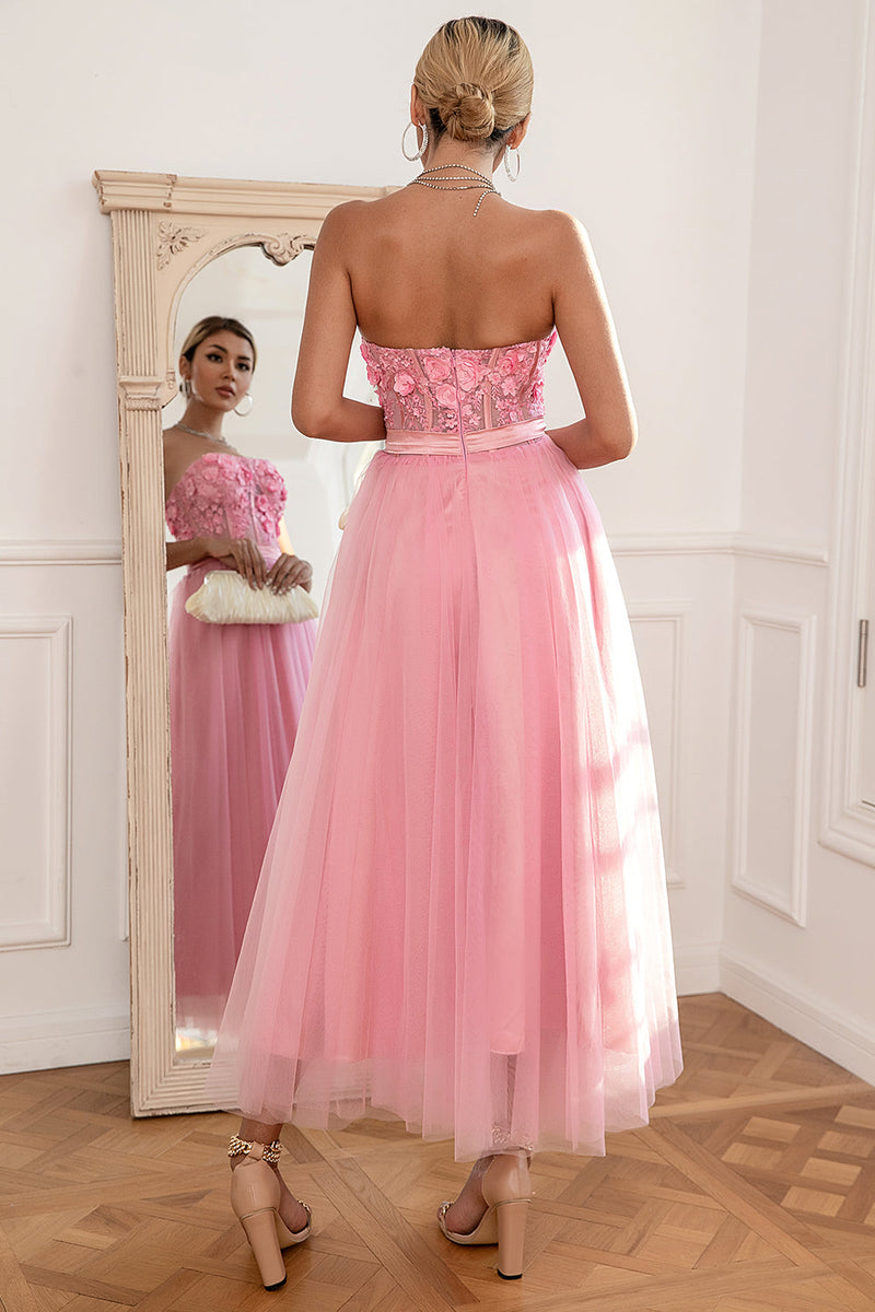 Pink strapless 2024 ball gown