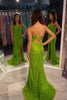 Load image into Gallery viewer, Sparkly Green Sequins Mermaid One Shoulder Long Prom Dress With Slit