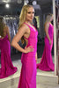 Load image into Gallery viewer, Fuchsia Mermaid V Neck Long Prom Dress