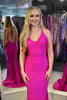 Load image into Gallery viewer, Fuchsia Mermaid V Neck Long Prom Dress