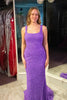 Load image into Gallery viewer, Purple Mermaid Square Neck Long Sequined Prom Dress