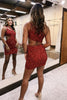 Load image into Gallery viewer, Sparkly Red One Shoulder Sequins Tight Short Prom Dress