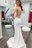 Load image into Gallery viewer, White Mermaid Sweetheart Long Prom Dress With Slit