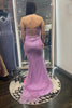 Load image into Gallery viewer, Lilac Mermaid Long Beaded Prom Dress With Fringed Slit