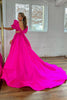 Load image into Gallery viewer, Hot Pink A-Line Short Sleeves Long Prom Dress with Slit