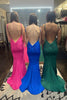 Load image into Gallery viewer, Glitter Fuchsia Mermaid Backless Long Prom Dress With Sequins