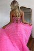 Load image into Gallery viewer, Pink Corset A-Line Sweetheart Tiered Long Prom Dress with Lace