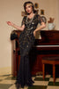 Load image into Gallery viewer, Black Blush Sequins Long 1920s Gatsby Dress