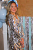 Load image into Gallery viewer, Glitter Silver Square Neck Long Sleeves Tight Party Dress