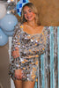 Load image into Gallery viewer, Glitter Silver Square Neck Long Sleeves Tight Party Dress