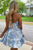 Load image into Gallery viewer, Blue Sweetheart A-line Flowers Party Dress