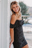 Load image into Gallery viewer, Glitter Black Sequins Off-the-Shoulder Tight Party Dress