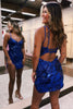 Load image into Gallery viewer, Glitter Hot Pink Tight Sequined Embroidery Short Prom Dress