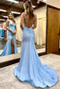 Load image into Gallery viewer, Blue Beading Prom Dress with Slit