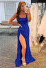 Load image into Gallery viewer, Mermaid Red Sequins Long Prom Dress with Slit