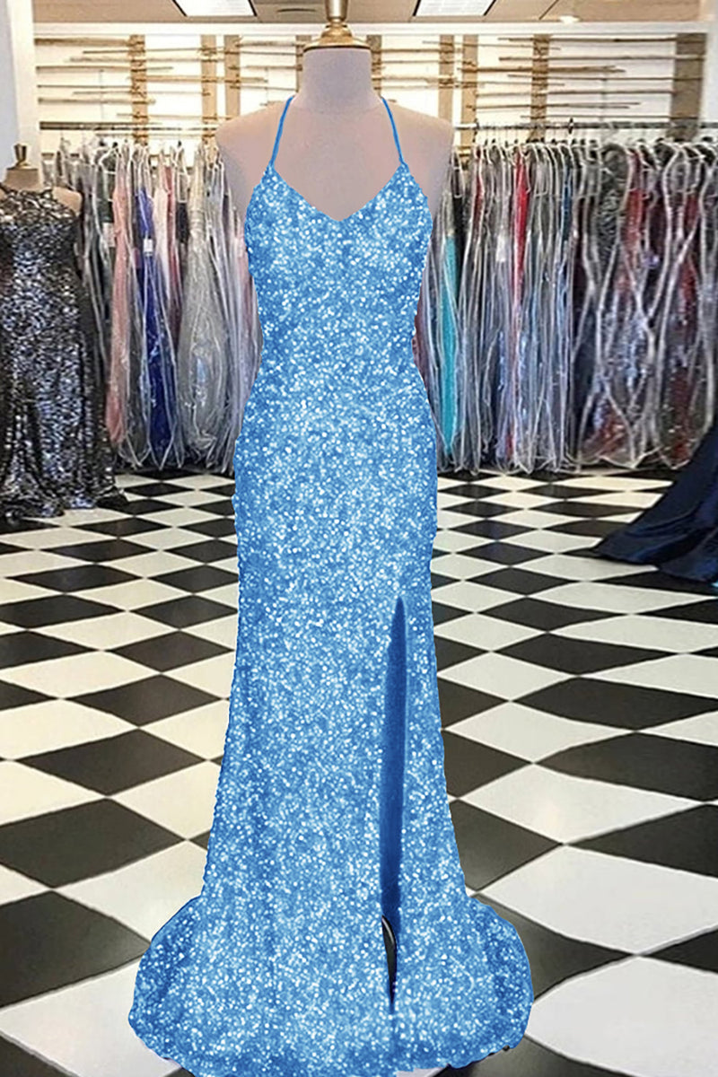 Load image into Gallery viewer, Fuchsia Sequin Mermaid Prom Dress