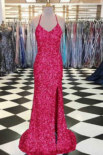 Fuchsia Sequin Mermaid Prom Dress