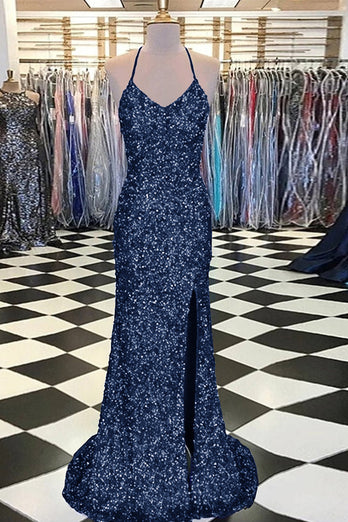 Royal Blue Sequin Mermaid Prom Dress