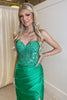 Load image into Gallery viewer, Sparkly Green Corset Long Sheath Prom Dress with Slit