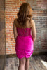 Load image into Gallery viewer, Sparkly Fuchsia Strapless Bodycon Beaded Cocktail Dress