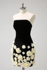 Load image into Gallery viewer, Black Tight Strapless Flowers Short Prom Dress