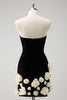 Load image into Gallery viewer, Black Tight Strapless Flowers Short Prom Dress