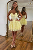 Load image into Gallery viewer, Glitter Yellow A-line Tiered Short Prom Dress with Appliques