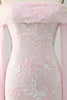 Load image into Gallery viewer, Sparkly Pink Bodycon Off The Shoulder Sequin Short Prom Dress with Long Sleeves