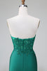 Load image into Gallery viewer, Glitter Dark Green Beaded Tight Appliques Short Prom Dress