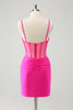 Load image into Gallery viewer, Glitter Fuchsia Corset Beaded Tight Party Dress