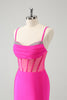 Load image into Gallery viewer, Glitter Fuchsia Corset Beaded Tight Party Dress