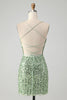 Load image into Gallery viewer, Sparkly Green Bodycon Sequins Lace Up Short Prom Dress