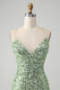 Load image into Gallery viewer, Sparkly Green Bodycon Sequins Lace Up Short Prom Dress