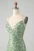 Load image into Gallery viewer, Sparkly Green Bodycon Sequins Lace Up Short Prom Dress