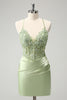 Load image into Gallery viewer, Glitter Green Beaded Appliques Tight Corset Party Dress