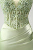 Load image into Gallery viewer, Glitter Green Beaded Appliques Tight Corset Party Dress