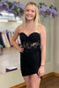 Load image into Gallery viewer, Sparkly Burgundy Bodycon Strapless Corset Beaded Short Prom Dress with Appliques