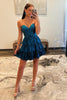 Load image into Gallery viewer, Glitter Peacock Blue A-Line Beaded Sweetheart Tiered Party Dress