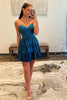 Load image into Gallery viewer, Glitter Peacock Blue A-Line Beaded Sweetheart Tiered Party Dress